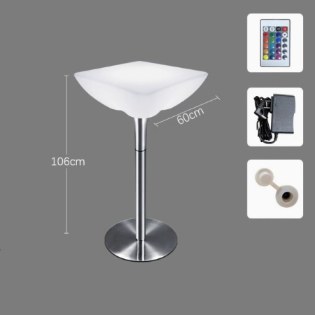 Стол светящийся квадратный на металическом основании 60х60х106